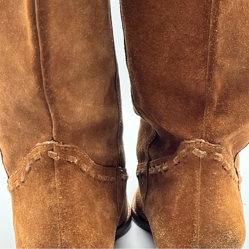 Michael Kors Brown Suede Cowboy Pull On Mid-Calf Pointed Raped Heal Boots 8M - Picture 4 of 14